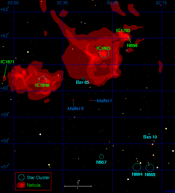 A map of the Heart and Soul nebulae