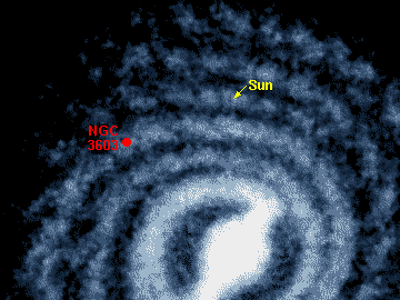 The location of the NGC3603 nebula